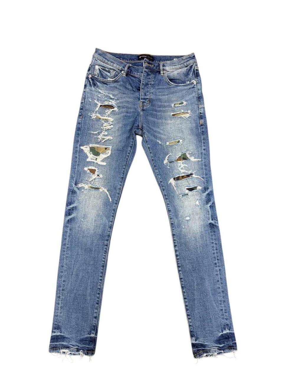 Purple Brand P001 Camo Distressed Skinny Jeans 30